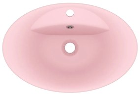 Lavatório luxuoso oval 58,5x39 cm cerâmica rosa mate