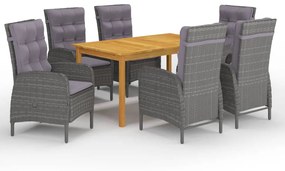 vidaXL 7 pcs conjunto de jantar para jardim cinzento