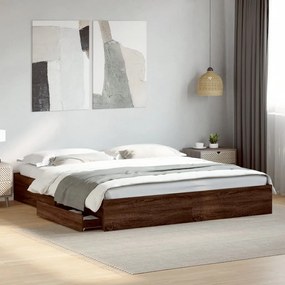 vidaXL Estrutura cama c/ gavetas derivados madeira carvalho castanho