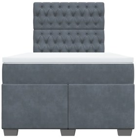 Cama boxspring com colchão 120x190 cm veludo cinzento-escuro
