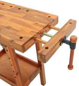Bancada de trabalho com tornos 92x48x83 cm acácia maciça