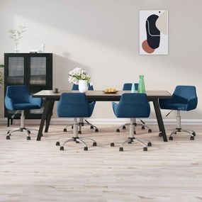 vidaXL Cadeiras de jantar giratórias 6 pcs veludo azul