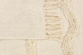 Manta decorativa em algodão creme 125 x 150 cm KHARI Beliani