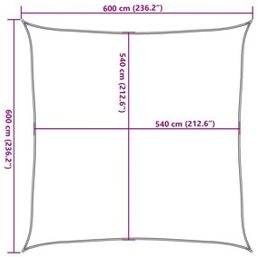 Para-sol estilo vela 160 g/m² 6x6 m PEAD vermelho