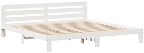 Cama sem colchão 180x200 cm madeira de pinho maciça branco