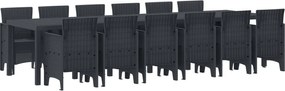 vidaXL Conjunto de Jantar para Jardim 13 pcs Antracite Rattan Polt