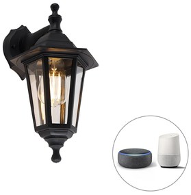 LED Candeeiro de parede exterior inteligente preto IP44 com Wi-Fi ST64 - New Haven Clássico / Antigo,Country / Rústico