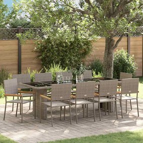vidaXL Conjunto de Jantar para Jardim 11 pcs Cinzeto Rattan Sintético