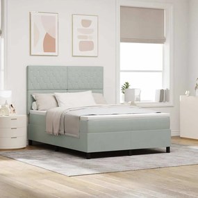 Cama Box com Colchão vidaXL Cinza Claro 140x190 cm Veludo