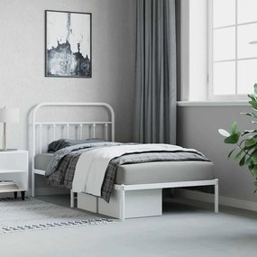 Estrutura de cama com cabeceira 100x190 cm metal branco