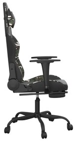 Cadeira gaming massagens apoio pés couro artif preto/camuflagem