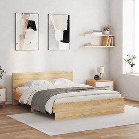 vidaXL Estrutura de cama com cabeceira 140x200 cm carvalho sonoma