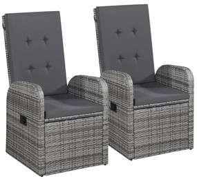 3 pcs conjunto de jantar para jardim com almofadões cinzento