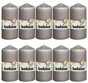 Bolsius Velas cilíndricas 10 pcs 120x58 mm cinzento