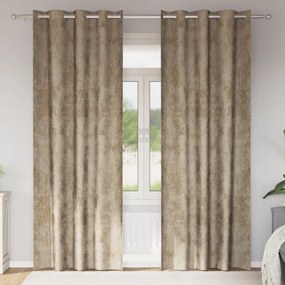 vidaXL Cortinas de Veludo 2 pcs com Ilhós Champanhe 245x140 cm
