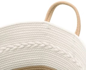 Cesto de arrumação Ø43x38 cm algodão bege e branco