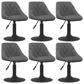 Cadeiras de jantar giratórias 6 pcs veludo cinzento-escuro