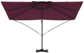 Guarda-Sol Cantilever Roma Vermelho Bordeaux 352x251x260 cm em Alumíni
