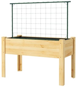 Outsunny Horta Vertical Elevada com Treliça Mesa de Cultivo para Plantas Trepadeiras Flores Carga Máxima 300 kg 120x60x75 cm Madeira