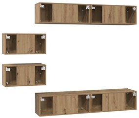 Conjunto de Estantes para TV 6 pcs carvalho artisiano