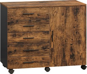 Armario escritorio com rodas 40 x 80 x 65 cm, armário para arquivos e com porta castanho