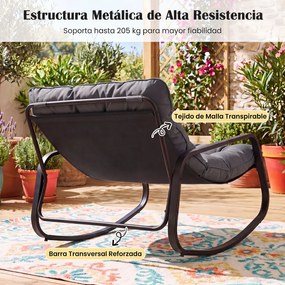 Cadeira de Baloiço para Exterior, 120 x 91 x 78 cm, Almofada Removível, Cinzento