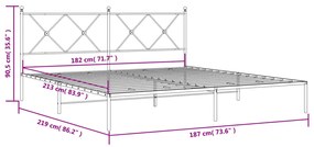 Estrutura de cama com cabeceira 183x213 cm metal branco
