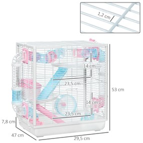 PawHut Gaiola para Hamster com Tubos de Túnel 47x29,5x53 cm Casa para