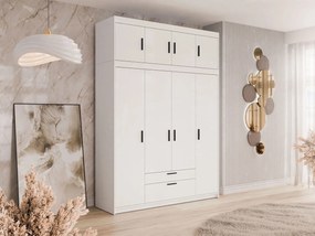 Roupeiro Novduni 106, Branco, 246x177x53cm, 178 kg, Portas para roupeiro: Com dobradiças, Número de prateleiras: 8, Número de prateleiras: 8