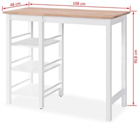 Conjunto de bar 3 pcs MDF branco