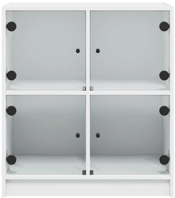 Armário de apoio c/ portas de vidro 68x37x75,5 cm branco