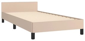 Estrutura cama cabeceira 90x200 cm couro artificial cappuccino