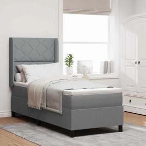 Cama Box Spring com Colchão Cinza Claro 80x200 cm Tecido
