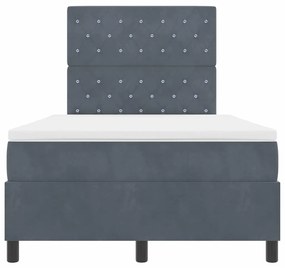 Cama Box com Colchão e LED VidaXL Cinza Escuro 120x190 cm Veludo