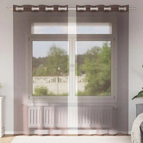 vidaXL Cortinas de voile com ilhós 2 pcs castanho 140x225 cm