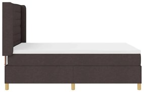 Cama Box Spring com Colchão e LED Castanho Escuro 140x200 cm em Tecido