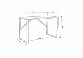 Secretária de Estudo Layton – Preto e Branco – 120x60x74 cm
