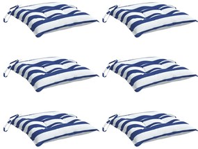 Almofadões p/ cadeira 6 pcs tecido oxford riscas azul/branco