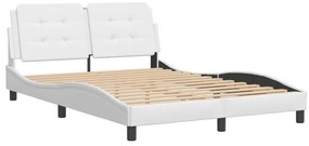 Estrutura cama c/ cabeceira 120x200 cm couro artificial branco