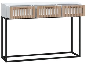 Mesa consola 105x30x75 cm derivados de madeira e ferro branco