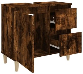 Armário casa de banho 65x33x60 cm madeira carvalho fumado