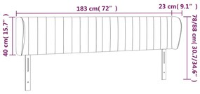 Cabeceira de cama c/ abas tecido 183x23x78/88cm cinzento-escuro