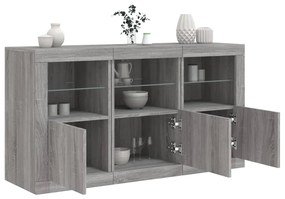 vidaXL Aparador com luzes LED 123x37x67 cm cinzento sonoma