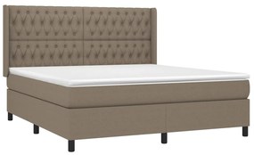 Cama box spring colchão/LED 180x200cm tecido cinza-acastanhado