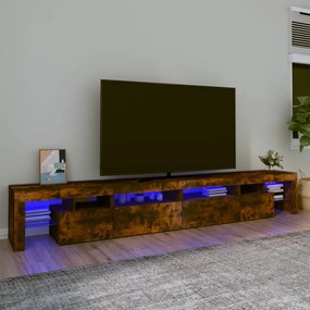 Móvel de TV com luzes LED 260x36,5x40 cm carvalho fumado