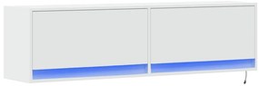 Móvel de parede para TV com luzes LED 140x31x38 cm branco
