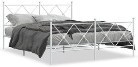 Estrutura de cama com cabeceira e pés 150x200 cm metal branco