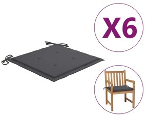 314039 vidaXL Almofadões p/ cadeiras jardim 6 pcs 50x50x3cm tecido antracite