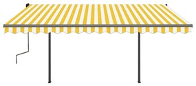 Toldo autom. LED e sensor de vento 4,5x3 m amarelo e branco