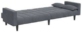 Sofá-cama 2 lugares c/ apoio de pés veludo cinzento-escuro